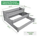 Yaheetech 3 Stufiges Hochbeet Holz Balkon Garten Kräuterbeet Frühbeet Gartenbeet Pflanzenbeet Stufenbeet Blumentreppe stapelbar 120 x 120 x 56cm Grau - Thumbnail 2