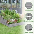 Yaheetech 3 Stufiges Hochbeet Holz Balkon Garten Kräuterbeet Frühbeet Gartenbeet Pflanzenbeet Stufenbeet Blumentreppe stapelbar 120 x 120 x 56cm Grau - Thumbnail 7