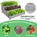 Yaheetech 3 Stufiges Hochbeet Holz Balkon Garten Kräuterbeet Frühbeet Gartenbeet Pflanzenbeet Stufenbeet Blumentreppe stapelbar 120 x 120 x 56cm Grau - Thumbnail 8