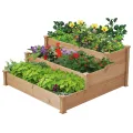 Yaheetech 3 Stufiges Hochbeet Holz Balkon Garten Kräuterbeet Frühbeet Gartenbeet Pflanzenbeet Stufenbeet Blumentreppe stapelbar 120 x 120 x 56cm Grau - Thumbnail 10