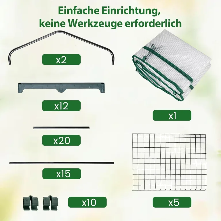 COSTWAY Gewächshaus klein, Mini Tomatengewächshaus mit 5 Regalböden aus Metall, Foliengewächshaus Winterfest für Terrasse, Balkon & Garten, 69 x 48 x 190 cm (Grün) – Bild 4