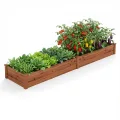 COSTWAY Hochbeet Gartenbeet Holz, 240 x 60 x 25 cm, Pflanzkasten für Gemüse, Blumen, Kräuter, Früchte, Blumenkasten Blumenbeet Kräuterbeet Pflanzbeet, für Hinterhof, Garten, Rasen (Orange) - Thumbnail 10