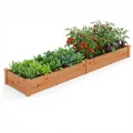COSTWAY Hochbeet Gartenbeet Holz, 240 x 60 x 25 cm, Pflanzkasten für Gemüse, Blumen, Kräuter, Früchte, Blumenkasten Blumenbeet Kräuterbeet Pflanzbeet, für Hinterhof, Garten, Rasen (Orange) - Thumbnail 1