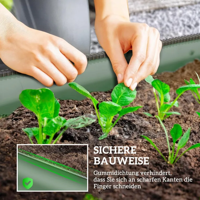 Outsunny Hochbeet Metall, Pflanzkasten, Gemüsebeet, DIY Blumenkasten mit offenem Boden, Kräuterbeet für Garten, Balkon, Grün 150 x 62 x 30 cm – Bild 5