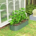 Outsunny Hochbeet Metall, Pflanzkasten, Gemüsebeet, DIY Blumenkasten mit offenem Boden, Kräuterbeet für Garten, Balkon, Grün 150 x 62 x 30 cm - Thumbnail 8