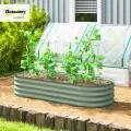 Outsunny Hochbeet Metall, Pflanzkasten, Gemüsebeet, DIY Blumenkasten mit offenem Boden, Kräuterbeet für Garten, Balkon, Grün 150 x 62 x 30 cm - Thumbnail 2