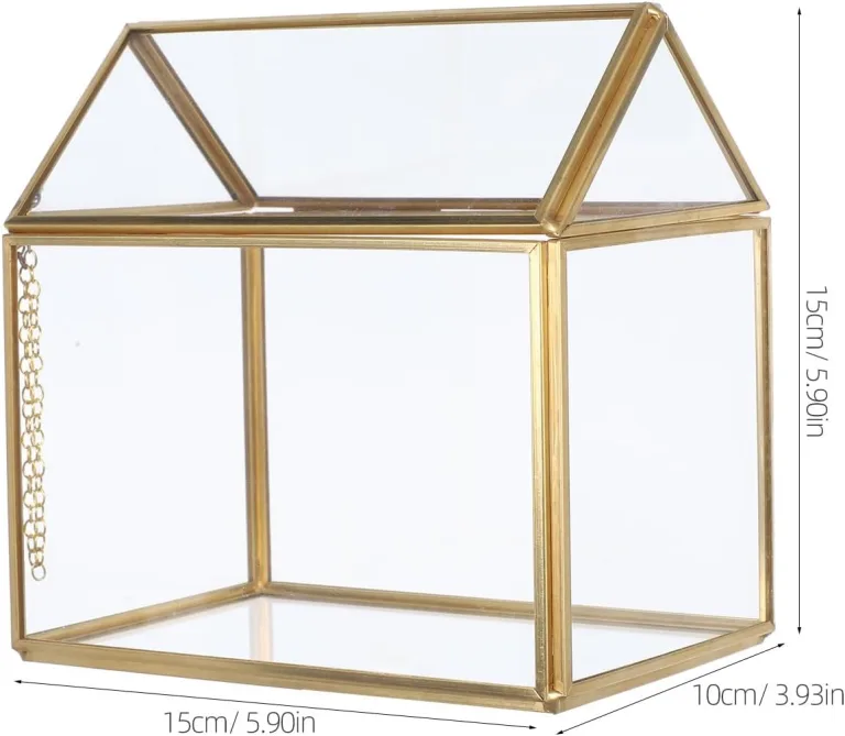 UPKOCH Handgefertigtes Glas Gewächshaus Pflanzgefäß Hausförmig mit Deckel Geometrisches Kleiner Terrarium für Sukkulenten und Luftpflanzen Dekoration für Wohnzimmer und Büro – Bild 2