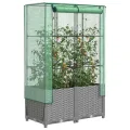 Hochbeet mit Gewächshaus-Aufsatz, Rattan-Optik Hellgrau, 80x40x138 cm PP Eisenrohr, Stabiler Pflanzkasten für Gartenbeete & Gartenarbeit Outdoor, schützt Pflanzen - Thumbnail 1