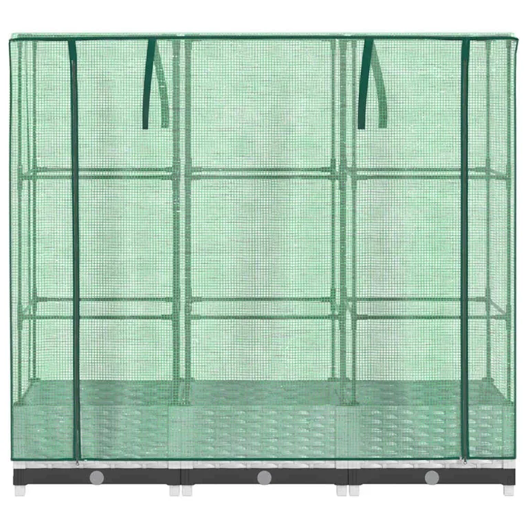 Hochbeet mit Gewächshaus-Aufsatz, Rattan-Optik, 120x40x123 cm, Polypropylen, für Garten, Terrasse und Balkon, weiß – Bild 4