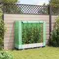 Hochbeet mit Gewächshaus-Aufsatz, Rattan-Optik, 120x40x123 cm, Polypropylen, für Garten, Terrasse und Balkon, weiß - Thumbnail 3