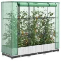 Hochbeet mit Gewächshaus-Aufsatz, Rattan-Optik, 120x40x123 cm, Polypropylen, für Garten, Terrasse und Balkon, weiß - Thumbnail 1