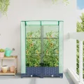 Hochbeet mit Gewächshaus-Aufsatz Rattan-Optik, 80x40x123 cm, Stabiler Pflanzkasten aus PP für Gartenbeet Outdoor, schützt Pflanzen Gemüse Kräuter Blumen ideal als Frühbeet Tomatenhaus - Thumbnail 4