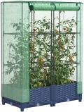 Hochbeet mit Gewächshaus-Aufsatz Rattan-Optik, 80x40x123 cm, Stabiler Pflanzkasten aus PP für Gartenbeet Outdoor, schützt Pflanzen Gemüse Kräuter Blumen ideal als Frühbeet Tomatenhaus - Thumbnail 1