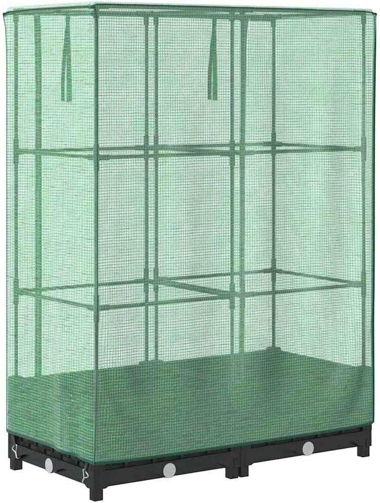 Hochbeet mit Gewächshaus-Aufsatz, Rattan-Optik Schwarz, 80x40x123 cm, Stabiler Eisenrahmen, Pflanzkasten für Garten & Balkon, Frühbeet mit PE-Abdeckung für optimales Wachstum – Bild 7