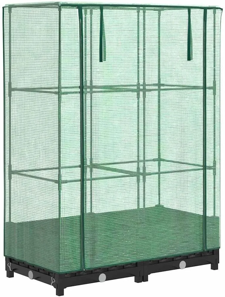Hochbeet mit Gewächshaus-Aufsatz, Rattan-Optik Schwarz, 80x40x123 cm, Stabiler Eisenrahmen, Pflanzkasten für Garten & Balkon, Frühbeet mit PE-Abdeckung für optimales Wachstum – Bild 3