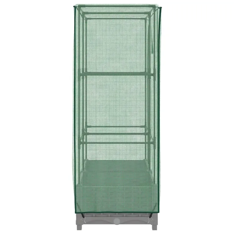 Hochbeet mit Gewächshaus-Aufsatz, Rattan-Optik Hellgrau, 80x40x123 cm, Stabiler Eisenrahmen für Pflanzen, Gemüse, Kräuter und Blumen im Garten – Bild 5