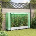 Hochbeet mit Gewächshaus-Aufsatz Rattan-Optik, 160x40x123 cm, Stabiler Pflanzkasten für Gartenbeete Outdoor, Robustes PP-Material, ideal für Pflanzenzucht und Schutz Ihrer Blumen - Thumbnail 3