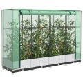 Hochbeet mit Gewächshaus-Aufsatz Rattan-Optik, 160x40x123 cm, Stabiler Pflanzkasten für Gartenbeete Outdoor, Robustes PP-Material, ideal für Pflanzenzucht und Schutz Ihrer Blumen - Thumbnail 1
