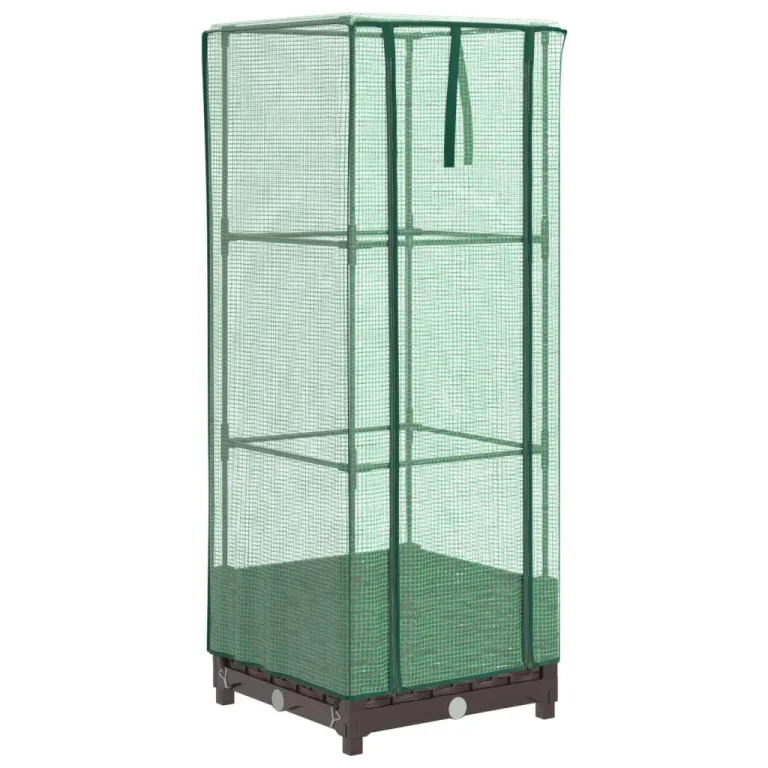 Hochbeet mit Gewächshaus-Aufsatz Rattan-Optik 40x40x123 cm, Pflanzkasten aus PP-Eisenrahmen für Pflanzen Gemüse Kräuter, Outdoor Garten Balkon, erhöhtes Gartenbeet – Bild 6