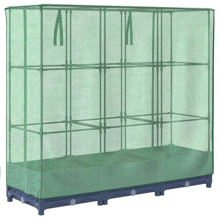 Hochbeet mit Gewächshausabdeckung, Rattanoptik Pflanzkasten Outdoor aus PP & Eisenrohr, 120x40x123 cm, für Gartenbeete, Stabiler Gartenkasten, Hochbeete & Blumenbeet – Bild 6