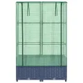 Hochbeet mit Gewächshaus-Aufsatz, Rattan-Optik Blaugrau, 80x40x138 cm, Stabiler Eisenrahmen für Pflanzen, Gemüse, Kräuter, Blumen, Garten, Balkon - Thumbnail 4