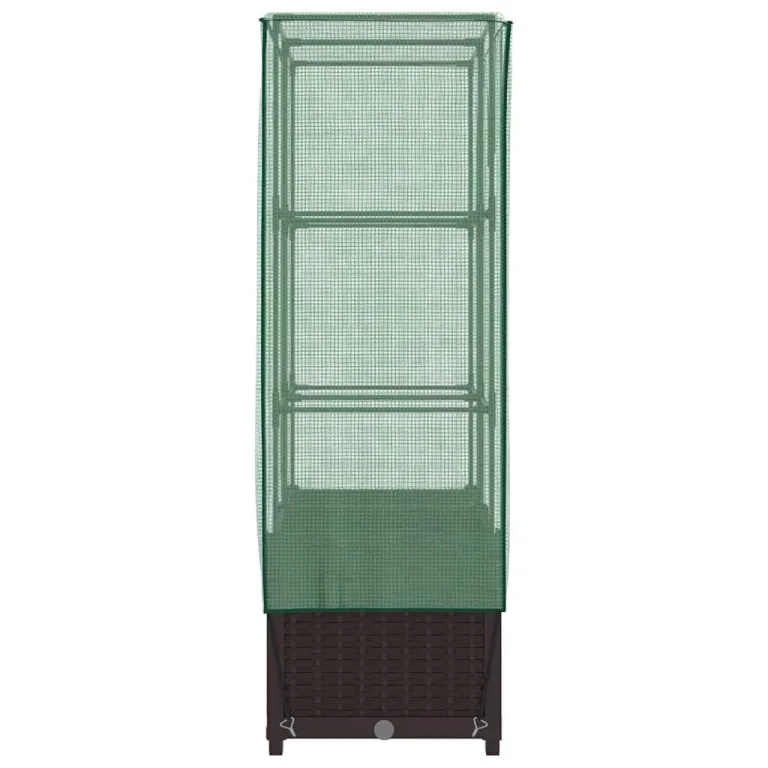 Hochbeet mit Gewächshaus-Aufsatz, Rattan-Optik braun, 80x40x138 cm, Stabiler Pflanzenkübel für Garten, Balkon, Terrasse, Robustes Frühbeet mit Eisenrahmen, für Gemüse und Blumen – Bild 5