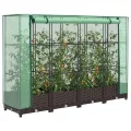 Hochbeet mit Gewächshaus-Aufsatz, Rattan-Optik, aus robustem PP und Eisenrahmen, 160x40x123 cm, Stabiler Pflanzkasten Outdoor für Pflanzen, Gemüse, Kräuter, Blumen - Thumbnail 1