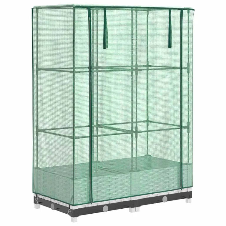 Hochbeet mit Gewächshaus-Aufsatz Rattan-Optik 80x40x123 cm, Stabiler Pflanzkasten für Gartenbeet Frühbeet & Balkon, ideal für Gemüse, Kräuter und Blumen, mit UV-Schutz Insektenschutz – Bild 2