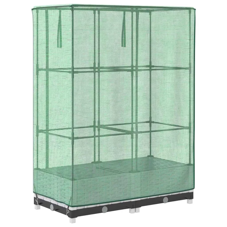 Hochbeet mit Gewächshaus-Aufsatz Rattan-Optik 80x40x123 cm, Stabiler Pflanzkasten für Gartenbeet Frühbeet & Balkon, ideal für Gemüse, Kräuter und Blumen, mit UV-Schutz Insektenschutz – Bild 6