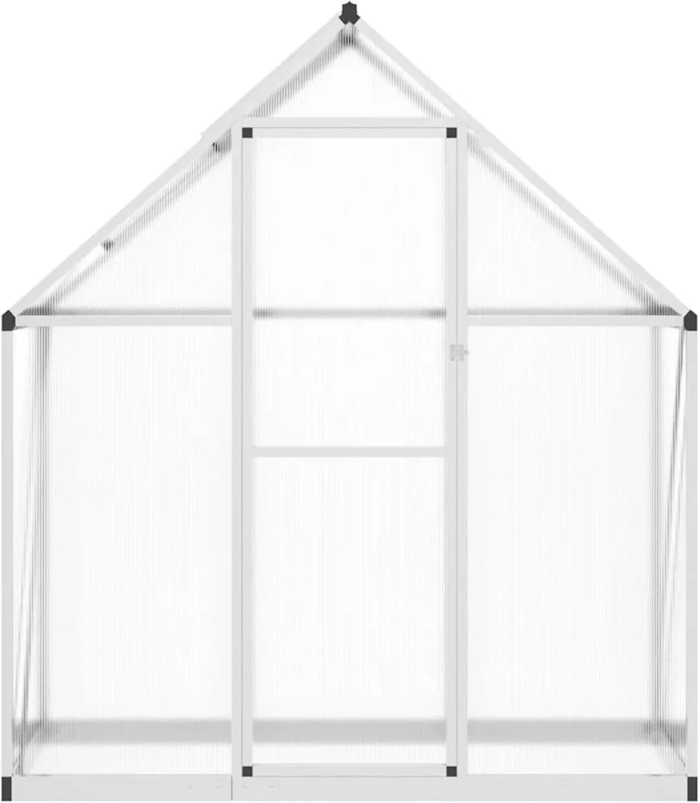 Gecheer Gewächshaus, Aluminium Rahmen mit Fundament 169x58x195cm, UV-beständige Polycarbonat Platten, Lüftungsfenster und Regenrinnen für Garten, Pflanzenzucht und Hobby-Gärtner – Bild 3