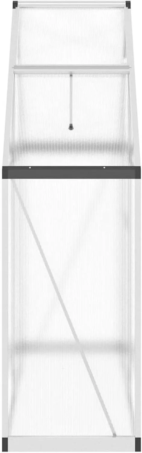 Gecheer Gewächshaus, Aluminium Rahmen mit Fundament 169x58x195cm, UV-beständige Polycarbonat Platten, Lüftungsfenster und Regenrinnen für Garten, Pflanzenzucht und Hobby-Gärtner – Bild 4