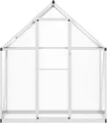 Gecheer Gewächshaus, Aluminium Rahmen mit Fundament 169x58x195cm, UV-beständige Polycarbonat Platten, Lüftungsfenster und Regenrinnen für Garten, Pflanzenzucht und Hobby-Gärtner - Thumbnail 3