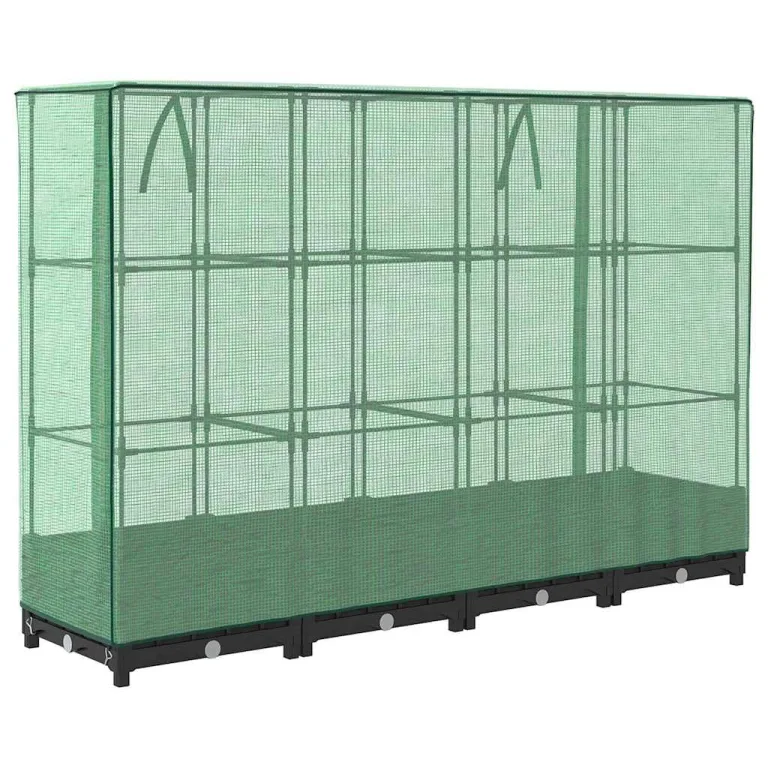 Hochbeet mit Gewächshausabdeckung Rattanoptik 160x40x123 cm robuster Pflanzkasten aus Polypropylen, ideales Gartenbeet für Gemüse, Kräuter & Blumen – Bild 6