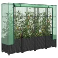 Hochbeet mit Gewächshausabdeckung, Rattanoptik, 160x40x138 cm, Stabiler Eisenrahmen, für Gemüse, Kräuter und Blumen im Garten - Thumbnail 1
