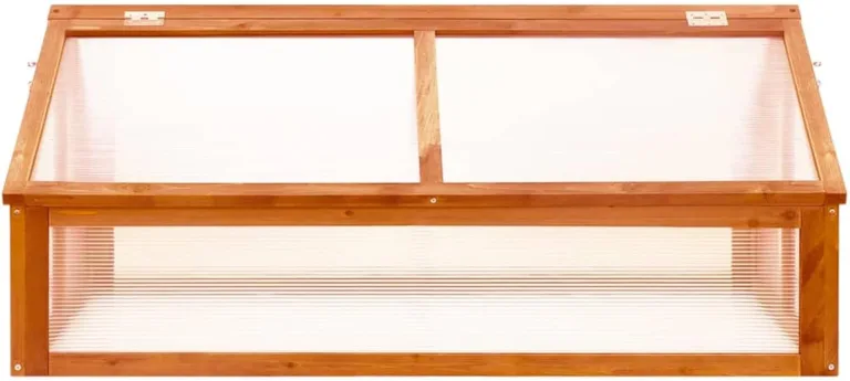 Gecheer Holz-Gewächshaus Braun, 114x80x50 cm, Tannenholz, für Pflanzenschutz und Frühbeet – Bild 3