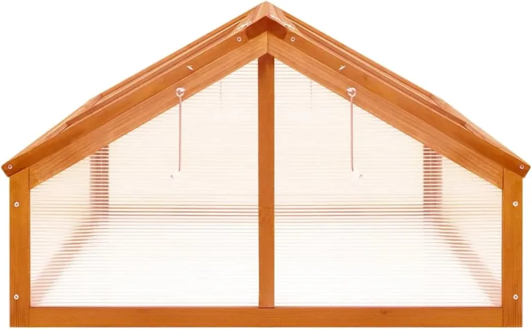 Gecheer Holz-Gewächshaus Braun, 114x80x50 cm, Tannenholz, für Pflanzenschutz und Frühbeet – Bild 4