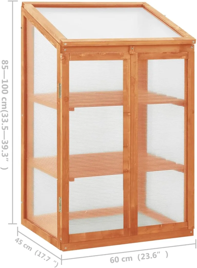 Tidyard Holz-Gewächshaus 60x45x100 cm für Kräuter & Blumen - Stabile PC-Platten & Tannenholzkonstruktion, 2 Regale, Schutz vor Kälte, Montage erforderlich – Bild 7
