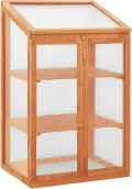Tidyard Holz-Gewächshaus 60x45x100 cm für Kräuter & Blumen - Stabile PC-Platten & Tannenholzkonstruktion, 2 Regale, Schutz vor Kälte, Montage erforderlich - Thumbnail 1