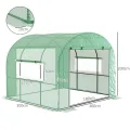 Outsunny Tunnel-Gewächshaus für den Garten, 3 x 3 x 2 m, mit aufrollbaren Türen und Fenstern, Gewächshaus für Gemüsegarten mit Struktur aus Stahl und PE-Abdeckung, für Gemüse, Blumen, Obst, UV-Schutz - Thumbnail 7
