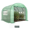 Outsunny Tunnel-Gewächshaus für den Garten, 3 x 3 x 2 m, mit aufrollbaren Türen und Fenstern, Gewächshaus für Gemüsegarten mit Struktur aus Stahl und PE-Abdeckung, für Gemüse, Blumen, Obst, UV-Schutz - Thumbnail 1