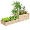 GOPLUS Blumenkasten mit Rankgitter, Hochbeet mit Spalier, Pflanzkasten mit offenem Boden, Gartenspalier aus Tannenholz, Kräuterbeet Gartenbeet für Hof, Terrasse (235 x 63 x 102 cm) - Thumbnail 10