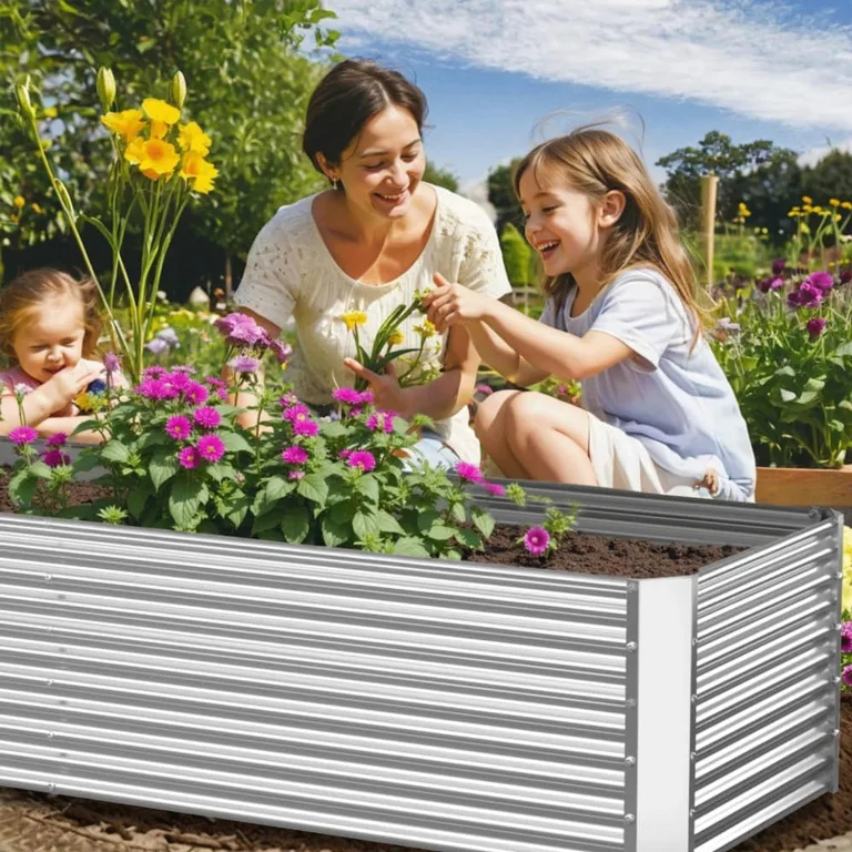 Pflanzkübel 2er-Set 180 x 90 x 40 cm verzinktes Hochbeet für den Außenbereich, Metall-Hochbeet für Gemüse, Stahl-Hochbeete für den Garten, oberirdisches Gartenbeet für Blumen-Rechteck – Bild 2