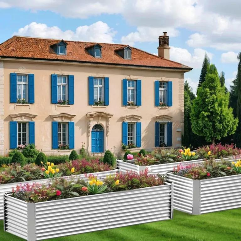 Pflanzkübel 2er-Set 180 x 90 x 40 cm verzinktes Hochbeet für den Außenbereich, Metall-Hochbeet für Gemüse, Stahl-Hochbeete für den Garten, oberirdisches Gartenbeet für Blumen-Rechteck – Bild 6