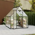 LARS360 Gewächshaus Aluminium Gartengewächshäuser mit Fundament, 4mm Polycarbonat Doppelstegplatten, Treibhaus für Garten, Tomatenhaus mit Dachfenster, Wetterfestes Pflanzenhaus, 230x180x195cm - Thumbnail 8