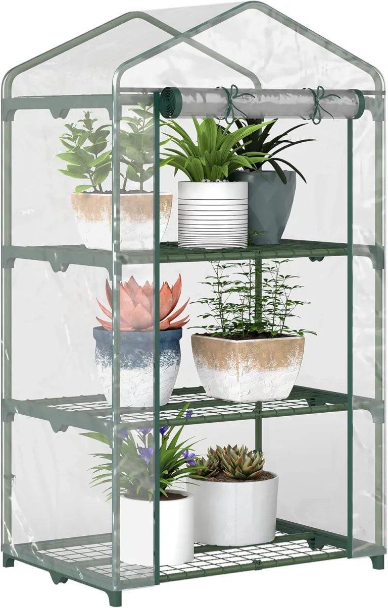 Outsunny Gewächshaus mit Regale, Winterfest Foliengewächshaus Treibhaus für Balkon, Garten, Tomatenhaus 69 x 49 x 125 cm, Tomatengewächshaus für Tomaten, Gemüse, Blumen, Pflanzen, Transparent – Bild 1