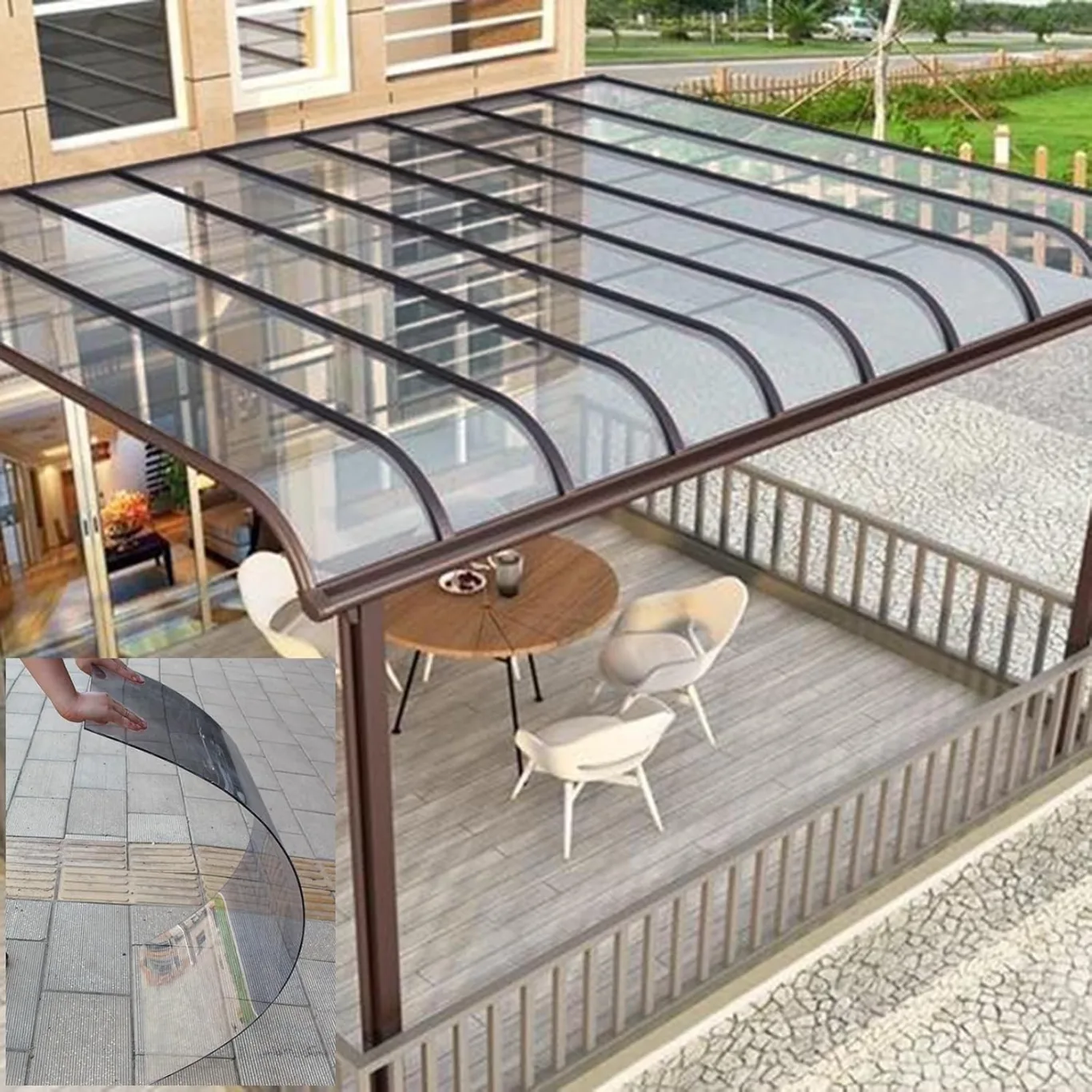 Polycarbonatplatten Gewächshaus Platten 2MM wasserdichte Und Uv-Beständige Kunststoff-Tageslichtplatten, Ersatzplatten for Gewächshaus Vordächer Garten Pergolen(Gray,1.8x10m/6x33ft) - Bild 1