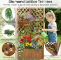HOMASIS Blumenkasten mit Rankgitter, 140cm Hochbeet Holz, Eck Pflanzkasten mit Spalier & Drainageloch, Gartenspalier für Kletterpflanzen, Pflanzkübel mit Rankhilfe für Balkon Garten Terrasse (Braun) - Thumbnail 7