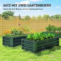 Outsunny 2er-Set Hochbeet Blumenhochbeet witterungsbeständig, Pflanzbeet Frühbeet Gartenbeet Pflanzkübel Pflanzkasten aus Verzinkter Stahl, Blumenkasten für Terrasse & Garten, 110 x 50 x 30 cm - Thumbnail 3