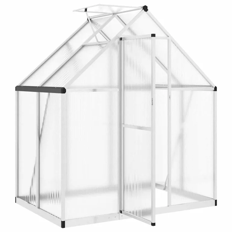 HUAKEHOM Gewächshaus mit Fundamentrahmen Pflanzenhaus mit Dachrinnensystem Flügeltür Treibhaus für Pflanzen Frühbeet Silbern 169x114x195 cm Alu – Bild 6