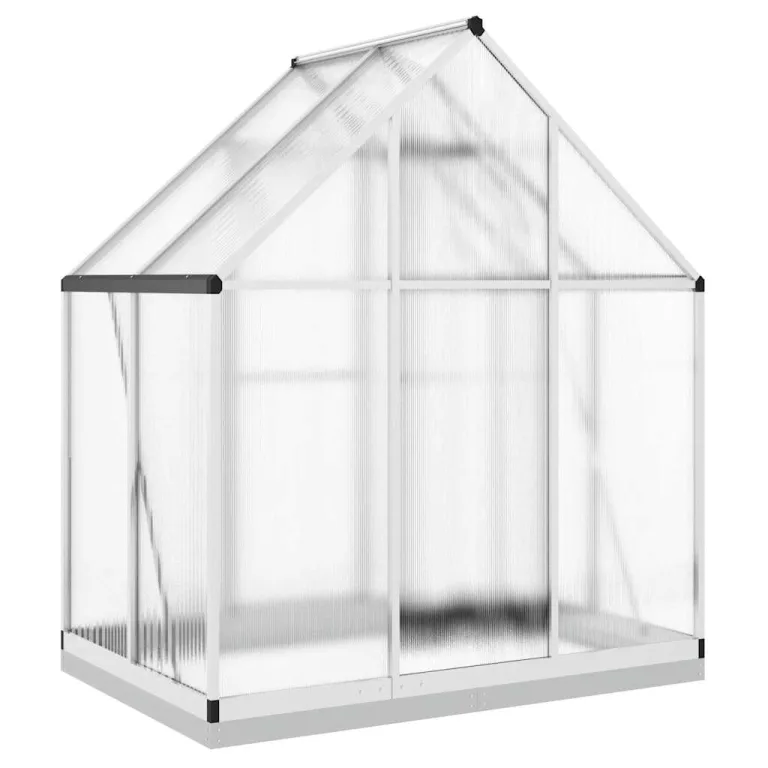 HUAKEHOM Gewächshaus mit Fundamentrahmen Pflanzenhaus mit Dachrinnensystem Flügeltür Treibhaus für Pflanzen Frühbeet Silbern 169x114x202 cm Alu – Bild 5